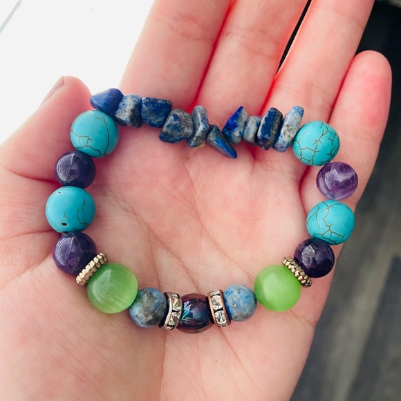 Home made crystal bracelet turquoise, jade - Picture 1 of 5